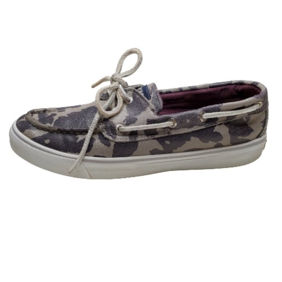 Sperry Top Sider Bahama Marble Cheetah Metallic Canvas Deck Boat Shoes Sz 6.5 - Picture 3 of 9